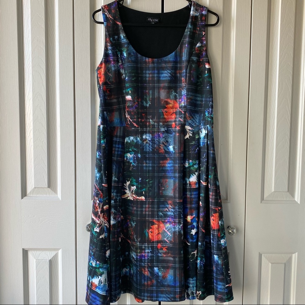 City Chic Plaid Floral Dress